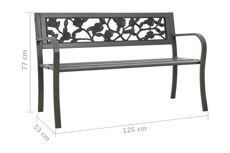 Trädgårdsbänk 125 cm stål grå - Grå - Alla Möbler - Utemöbler - Trädgårdsbänkar