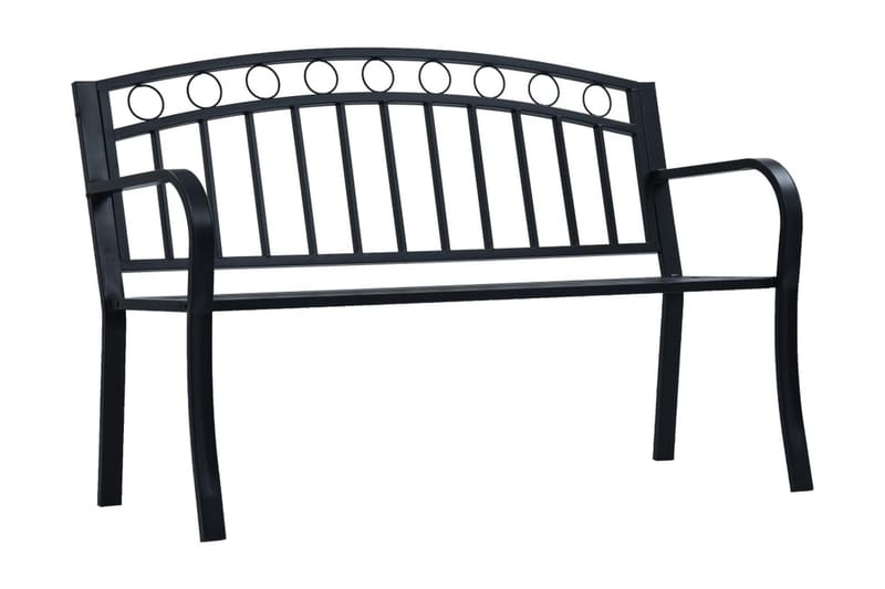 Trädgårdsbänk 125 cm svart stål - Svart - Alla Möbler - Utemöbler - Trämöbler