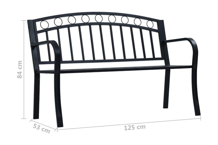 Trädgårdsbänk 125 cm svart stål - Svart - Alla Möbler - Utemöbler - Trädgårdsbänkar