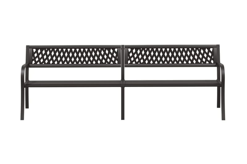 Trädgårdsbänk dubbel 246 cm svart stål - Svart - Alla Möbler - Utemöbler - Trädgårdsbänkar