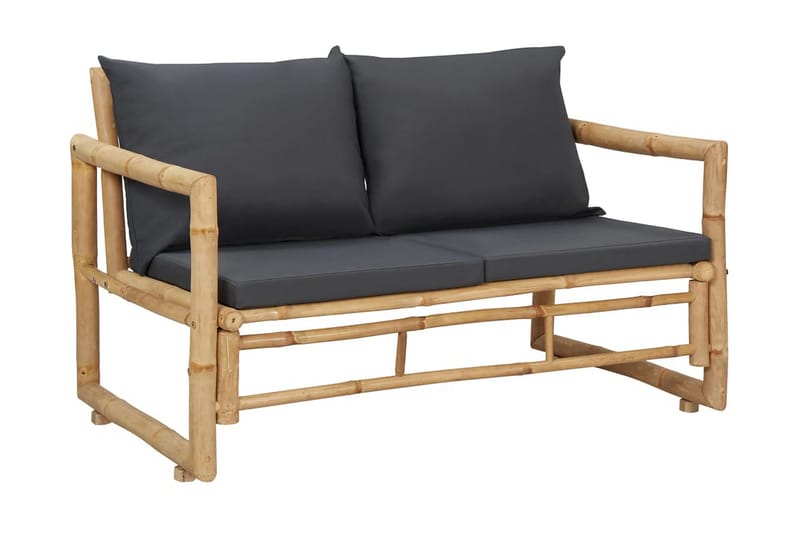 Trädgårdsbänk med dynor 115 cm bambu - Grå - Alla Möbler - Utemöbler - Trädgårdsbänkar