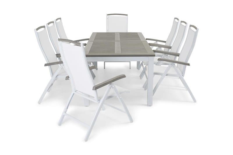 Boarp Matgrupp 220-280 cm + 8 st Positionsstol Lyx - Vit - Alla Möbler - Utemöbler - Konstrottingmöbler