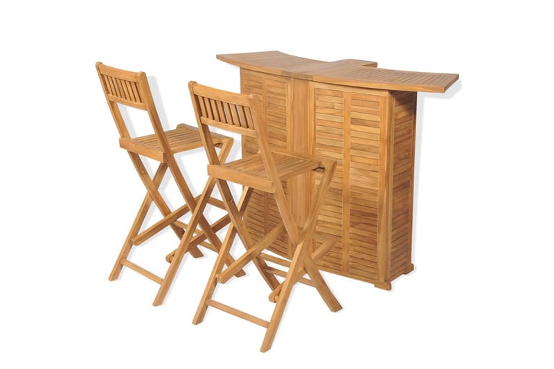 Caféset med hopfällbara stolar massivt teakträ - Brun - Alla Möbler - Utemöbler - Balkongmöbler