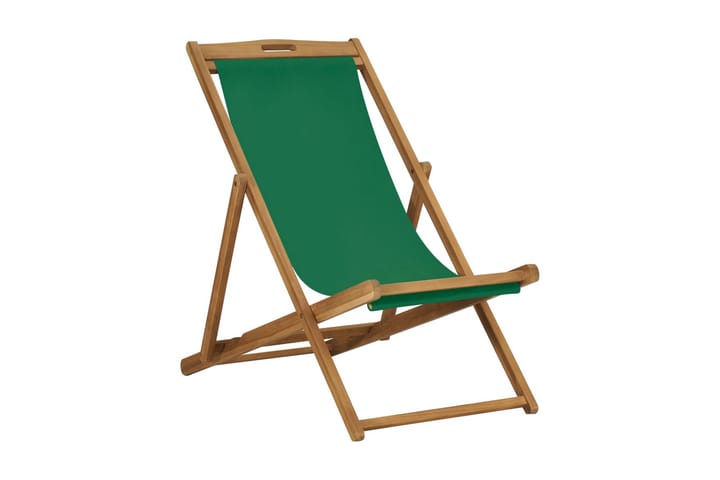 Hopfällbar strandstol massiv teak grön - Grön - Alla Möbler - Utemöbler - Balkongmöbler