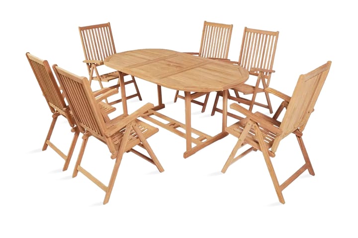 Matgrupp för trädgården med hopfällbara stolar 7 delar teakt - Brun - Alla Möbler - Utemöbler - Trämöbler