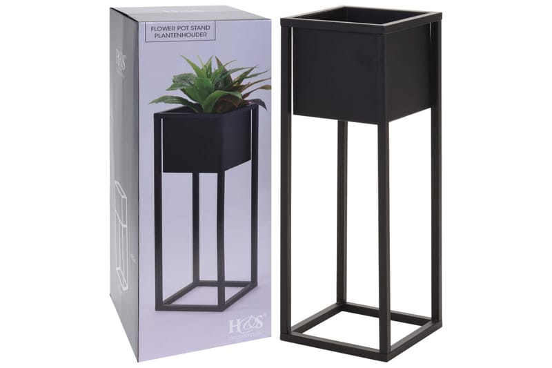 Home&Styling Blomkruka på stativ metall svart 60 cm - Svart - Alla Möbler - Utemöbler - Utomhuskrukor
